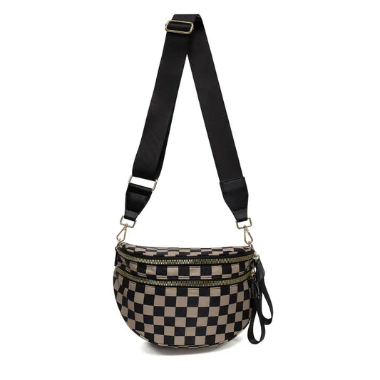 **RESERVE** BROWN/BLACK CHECKERED BUM BAG